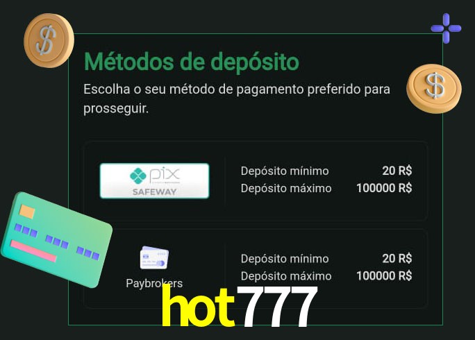 O cassino hot777 oferece uma grande variedade de métodos de pagamento